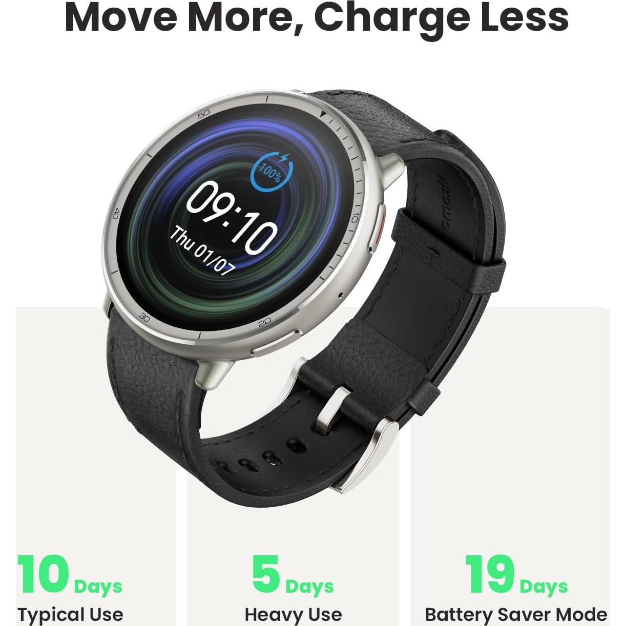 Reloj Inteligente Amazfit Active 2 44mm Cuero Negro GPS 10 Días