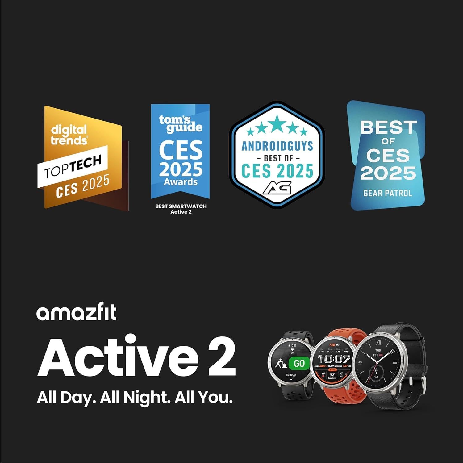 Reloj Inteligente Amazfit Active 2 44mm Cuero Negro GPS 10 Días