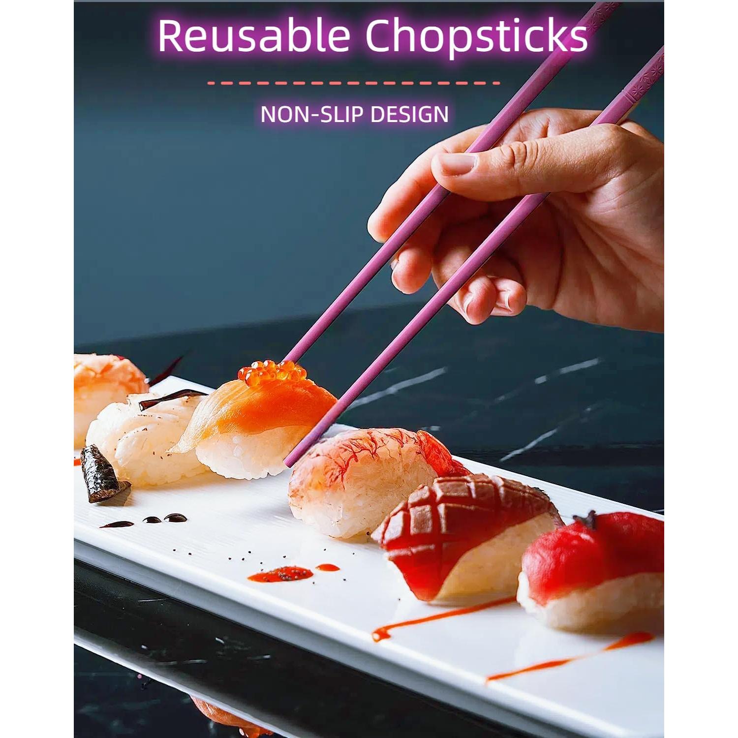 Palillos Reutilizables de Fibra de Vidrio ZDPMK 24.2 cm Antideslizantes