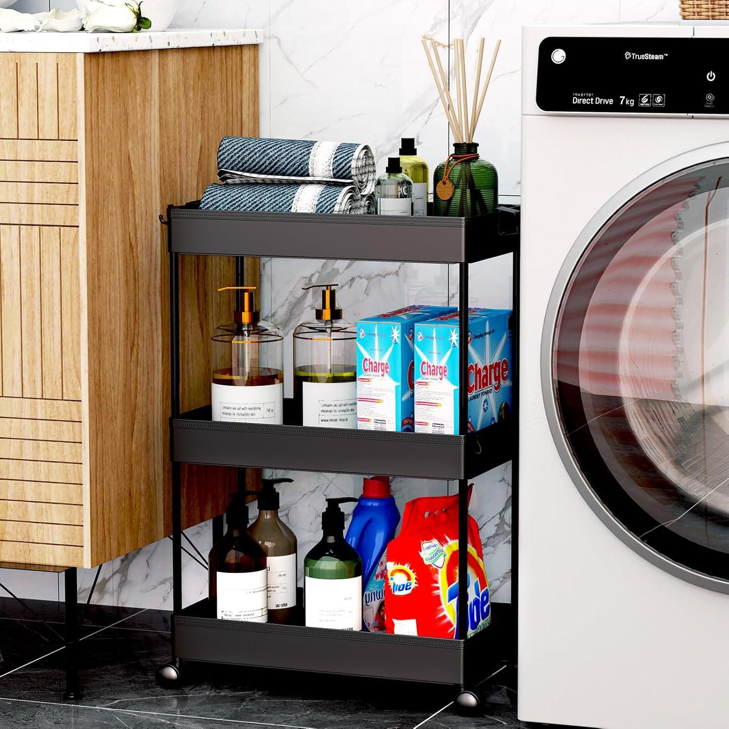 Carro de Almacenamiento Rodante SPACEKEEPER 3 Niveles Negro