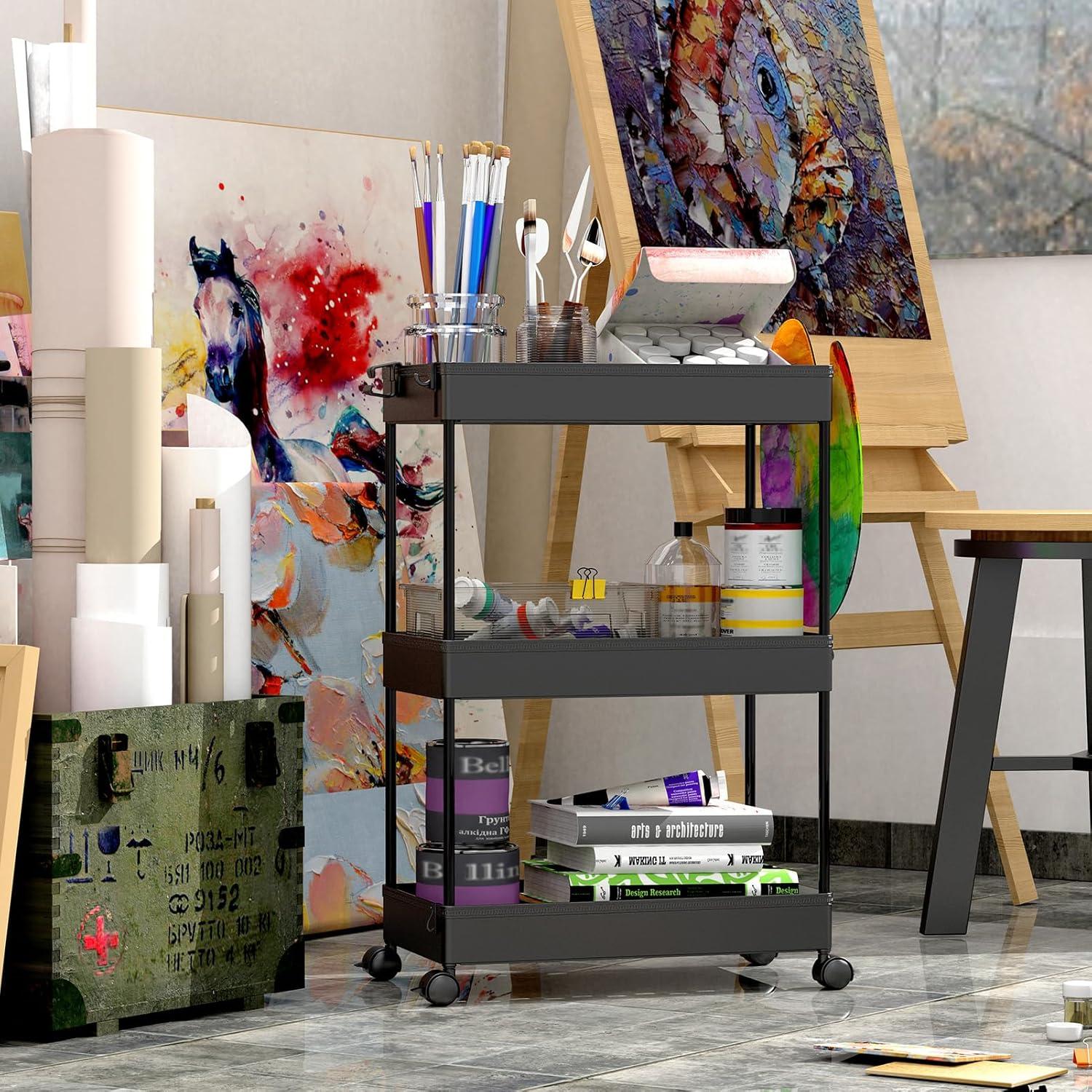 Carro de Almacenamiento Rodante SPACEKEEPER 3 Niveles Negro