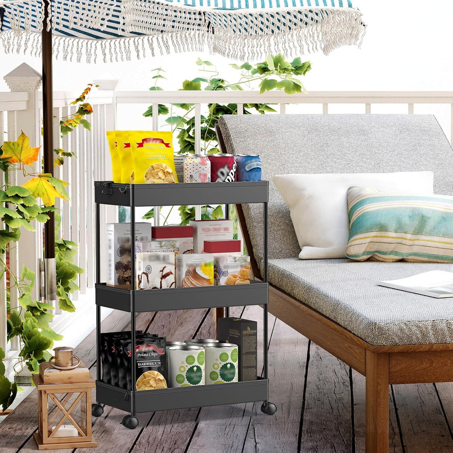 Carro de Almacenamiento Rodante SPACEKEEPER 3 Niveles Negro