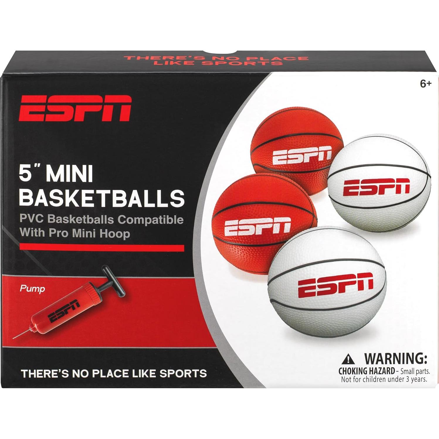 Conjunto Mini Baloncesto ESPN 4 Balones 12,7 cm con Bomba