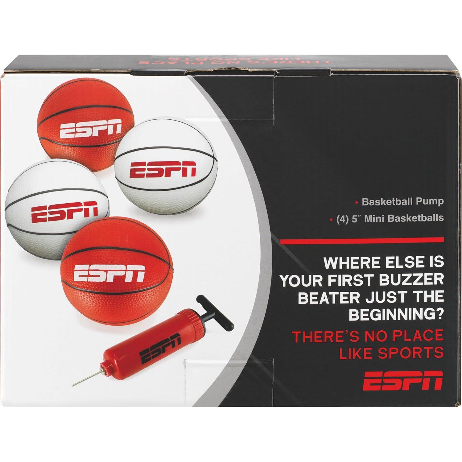 Conjunto Mini Baloncesto ESPN 4 Balones 12,7 cm con Bomba