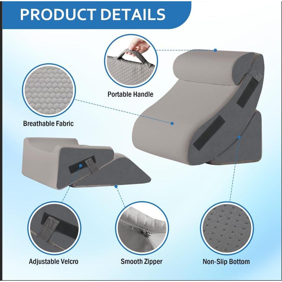 Juego de 5 Almohadas en Cuña Ortopédica Ahpmeoa - Espuma Viscoelástica