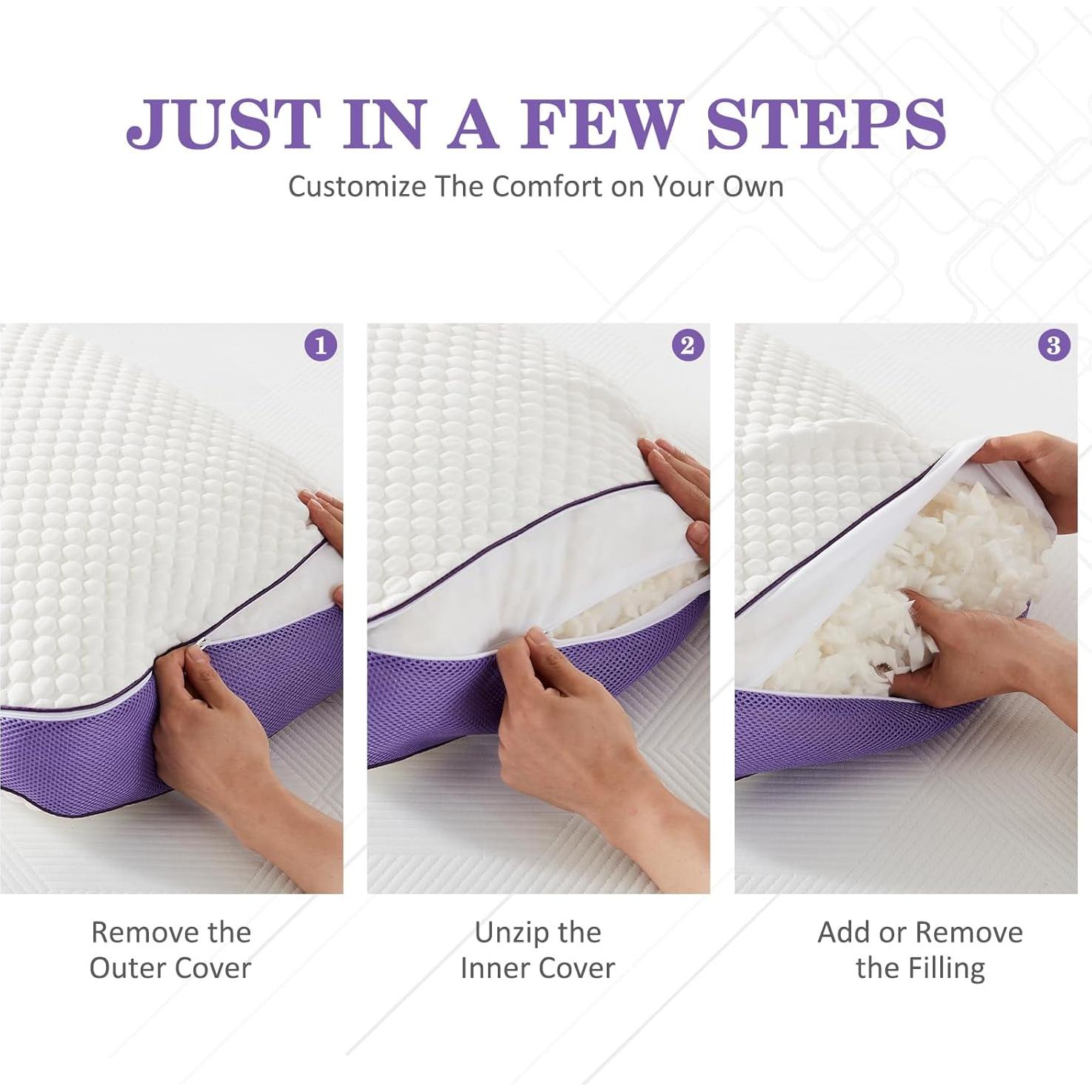 Almohada de Espuma de Memoria HOMELAB Queen Ajustable Refrigerante