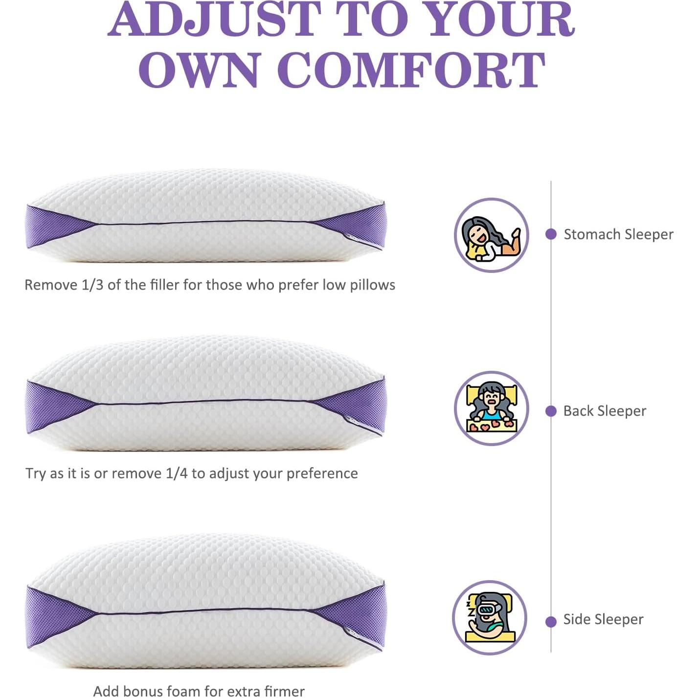 Almohada de Espuma de Memoria HOMELAB Queen Ajustable Refrigerante