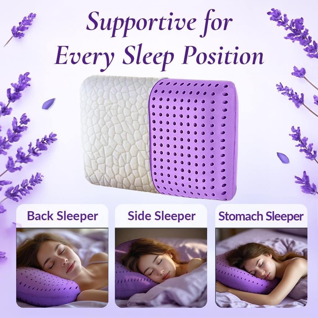 Almohada de Espuma Viscoelástica OMEO Estándar 61x41 cm Lavanda