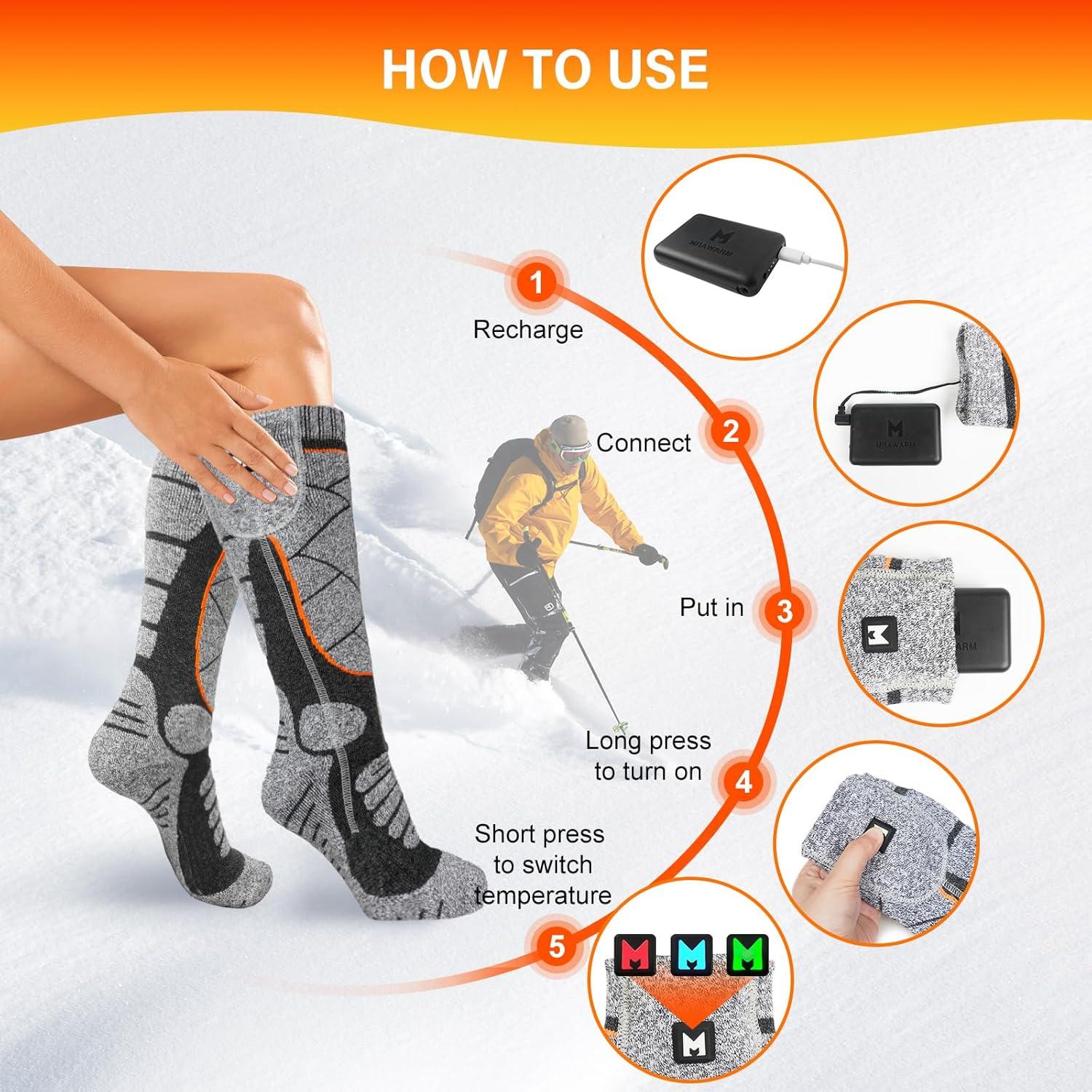 Calcetines Calentados MRAWARM 2024 Recargables 6000mAh Gris