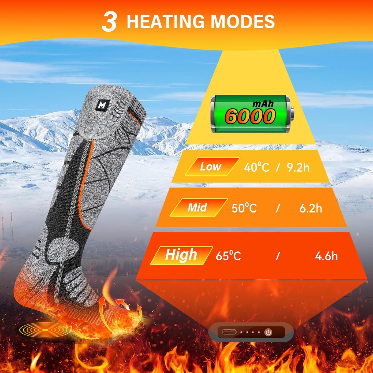 Calcetines Calentados MRAWARM 2024 Recargables 6000mAh Gris