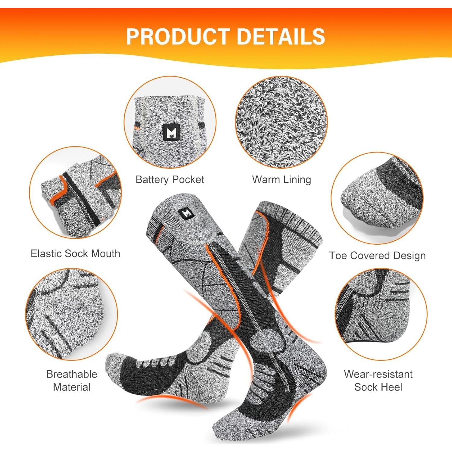 Calcetines Calentados MRAWARM 2024 Recargables 6000mAh Gris