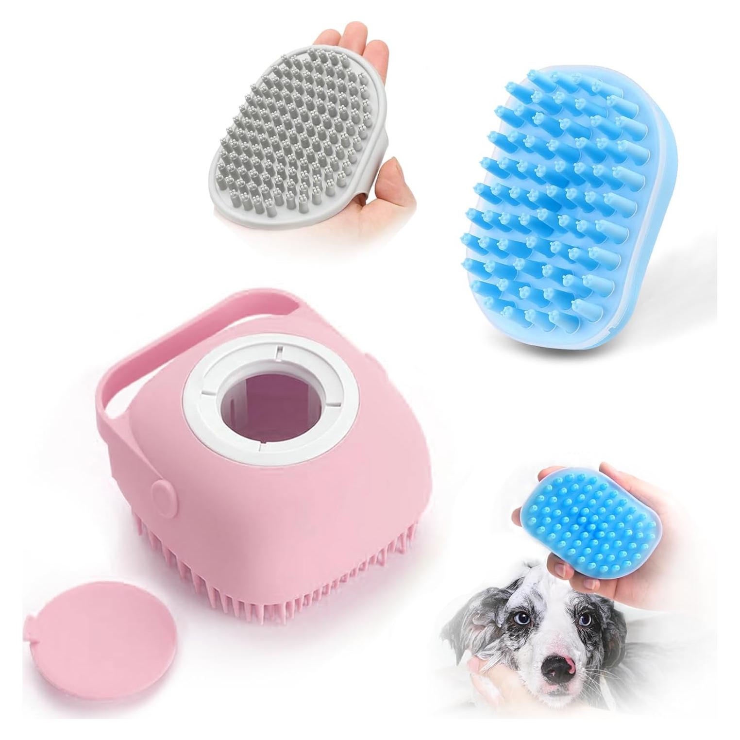 Cepillo de Baño y Masaje ELEGX para Mascotas con Dispensador