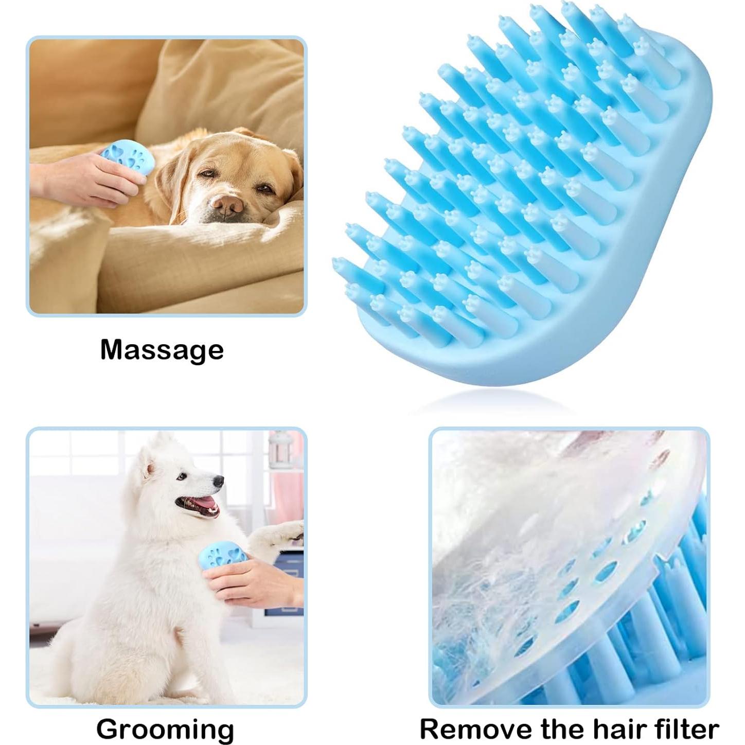 Cepillo de Baño y Masaje ELEGX para Mascotas con Dispensador