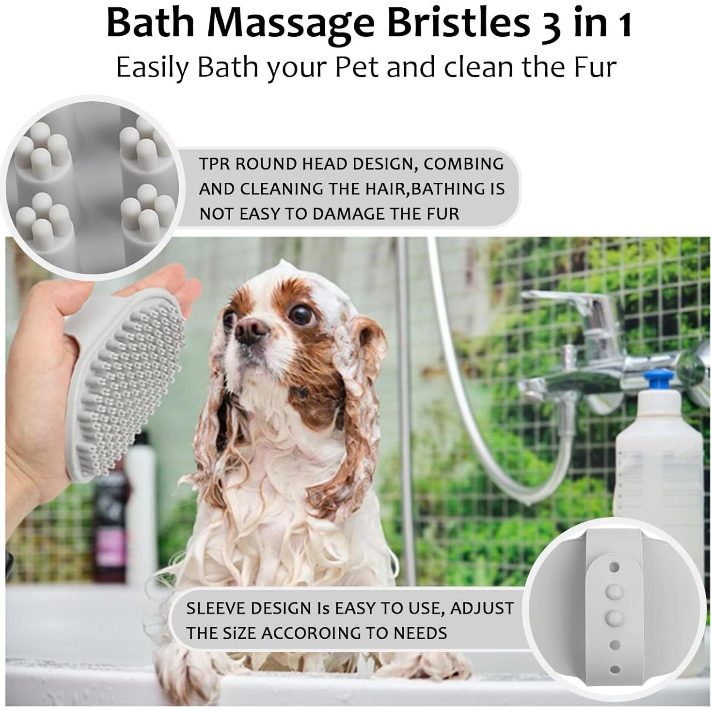 Cepillo de Baño y Masaje ELEGX para Mascotas con Dispensador