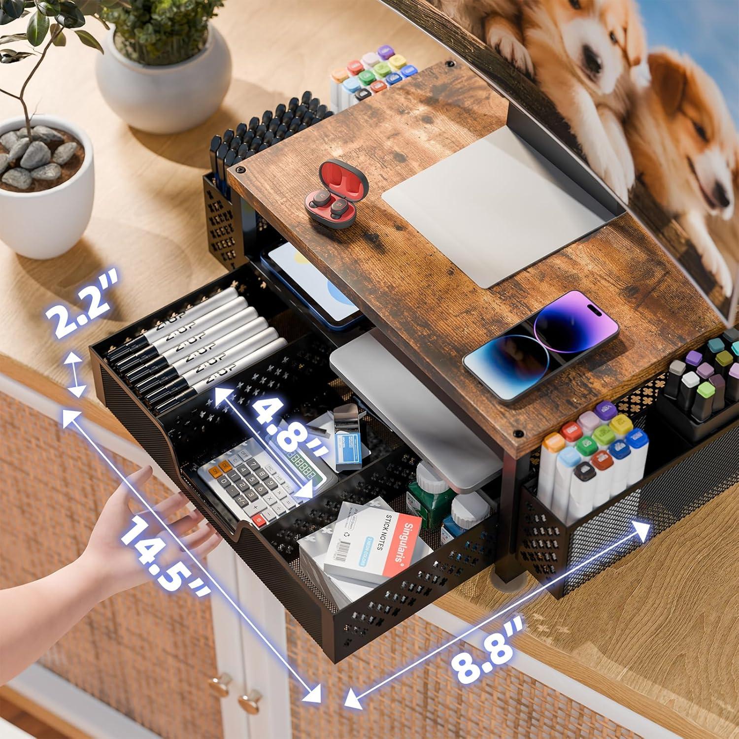 Soporte para Monitor de Madera Simple Trending con Cajón Marrón