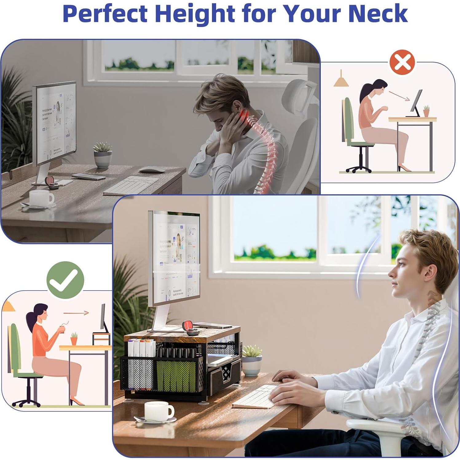 Soporte para Monitor de Madera Simple Trending con Cajón Marrón