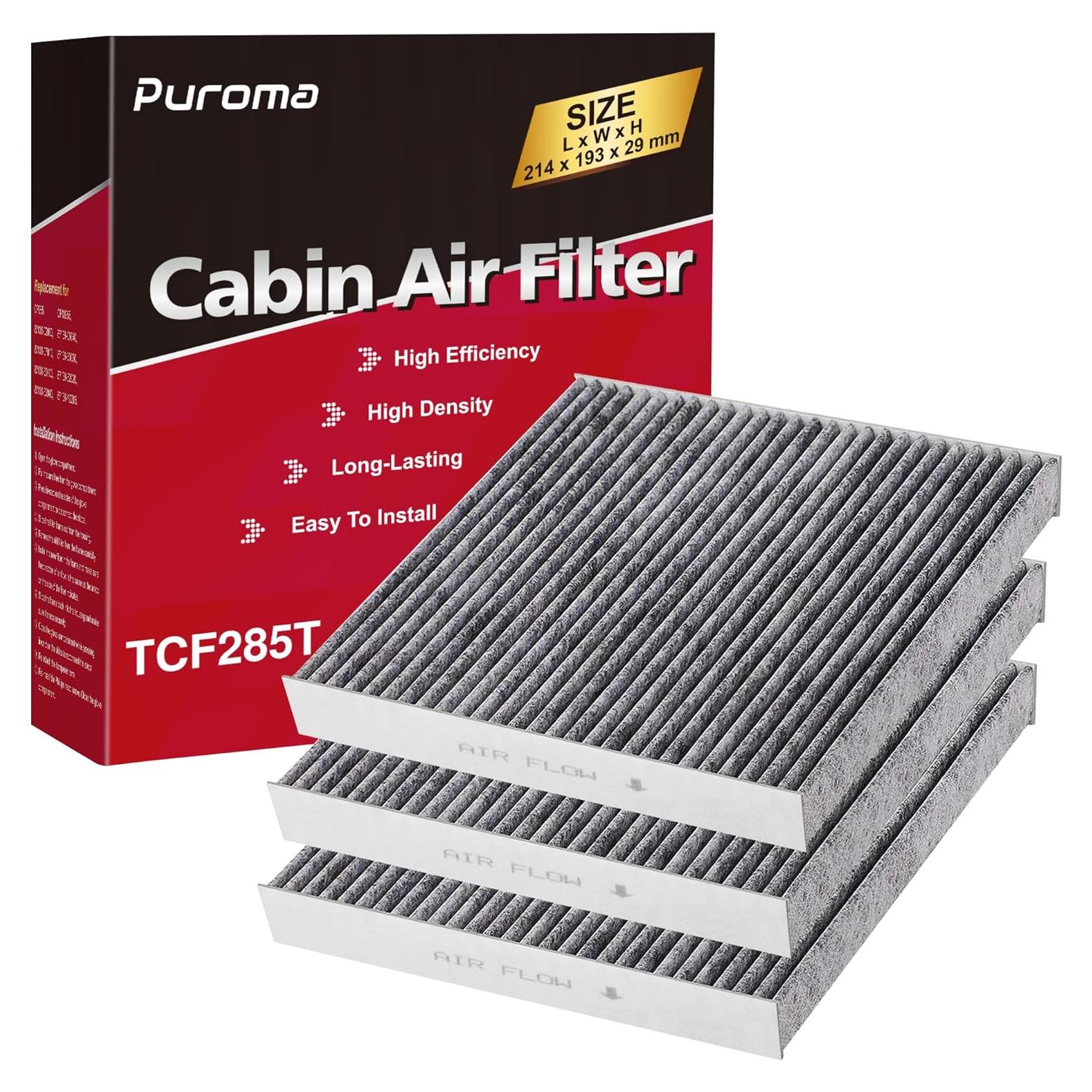 Filtro de Aire de Cabina Puroma TCF285S Compatible Toyota 3 pcs