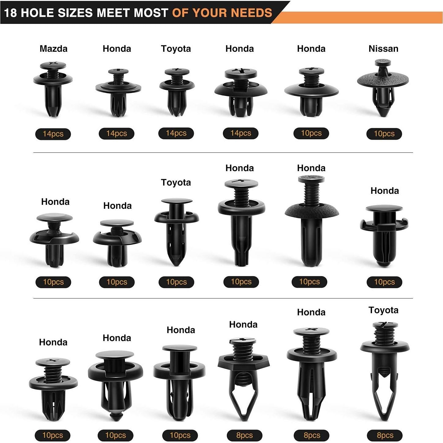 GOOACC 190 Pcs Clips de Retención Automotriz + Removedor