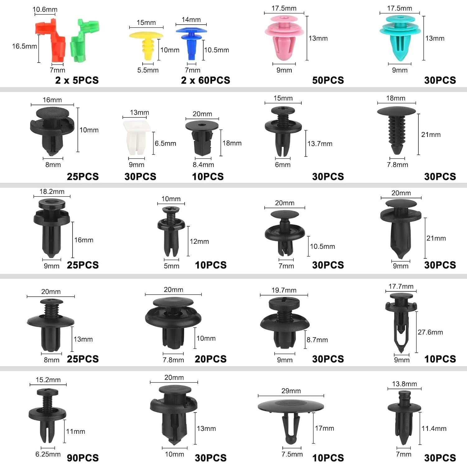 Kit 725 Piezas Clips de Retención Automotriz QIIYCCE