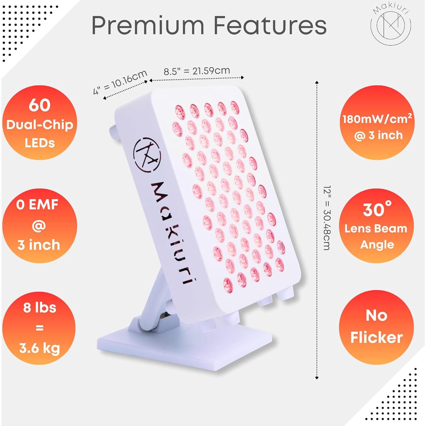 Lámpara de Terapia de Luz Roja Makiuri Mercurio 60 LEDs