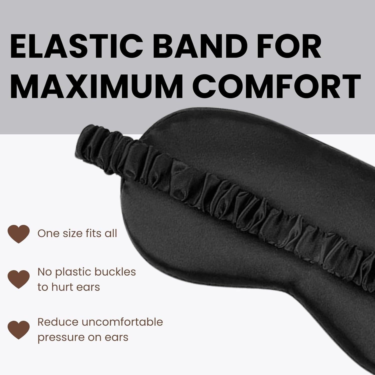 Máscara de Sueño de Satén LCBD Negra con Tapones y Bolsa