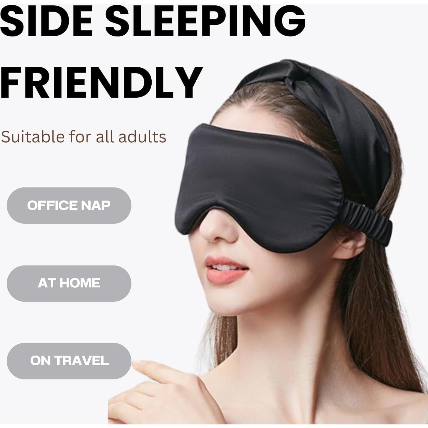 Máscara de Sueño de Satén LCBD Negra con Tapones y Bolsa