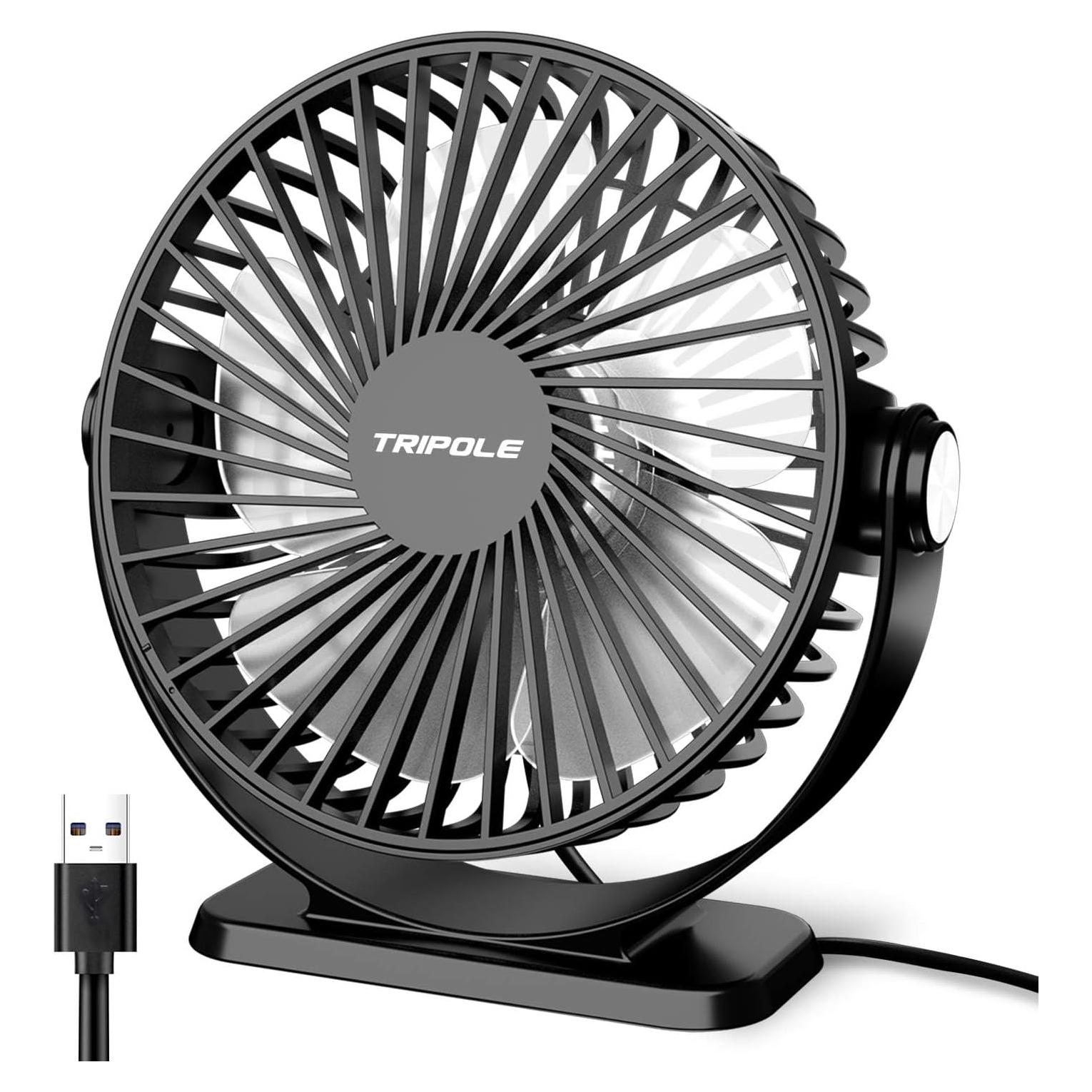 Ventilador de Mesa USB TriPole TF01 3 Velocidades 13 cm Negro