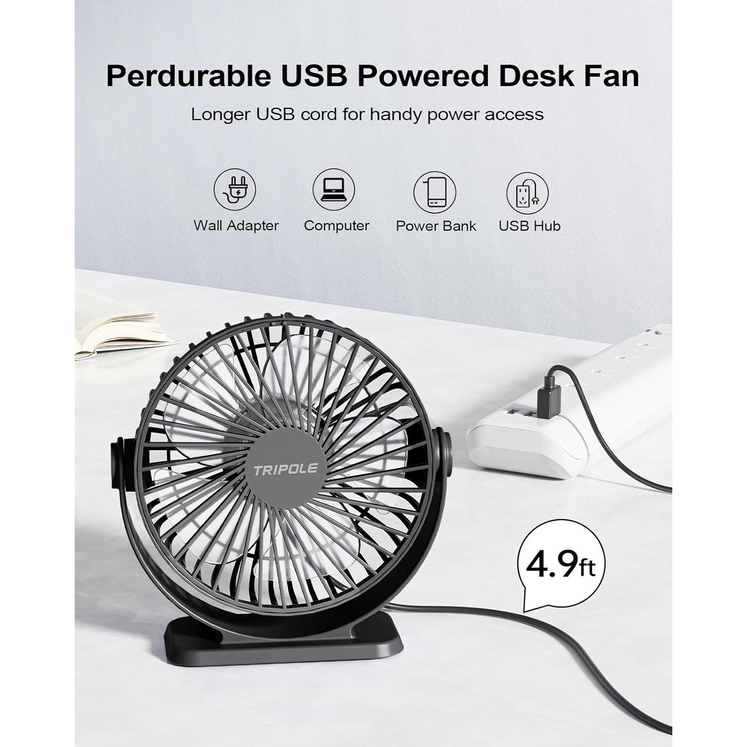 Ventilador de Mesa USB TriPole TF01 3 Velocidades 13 cm Negro