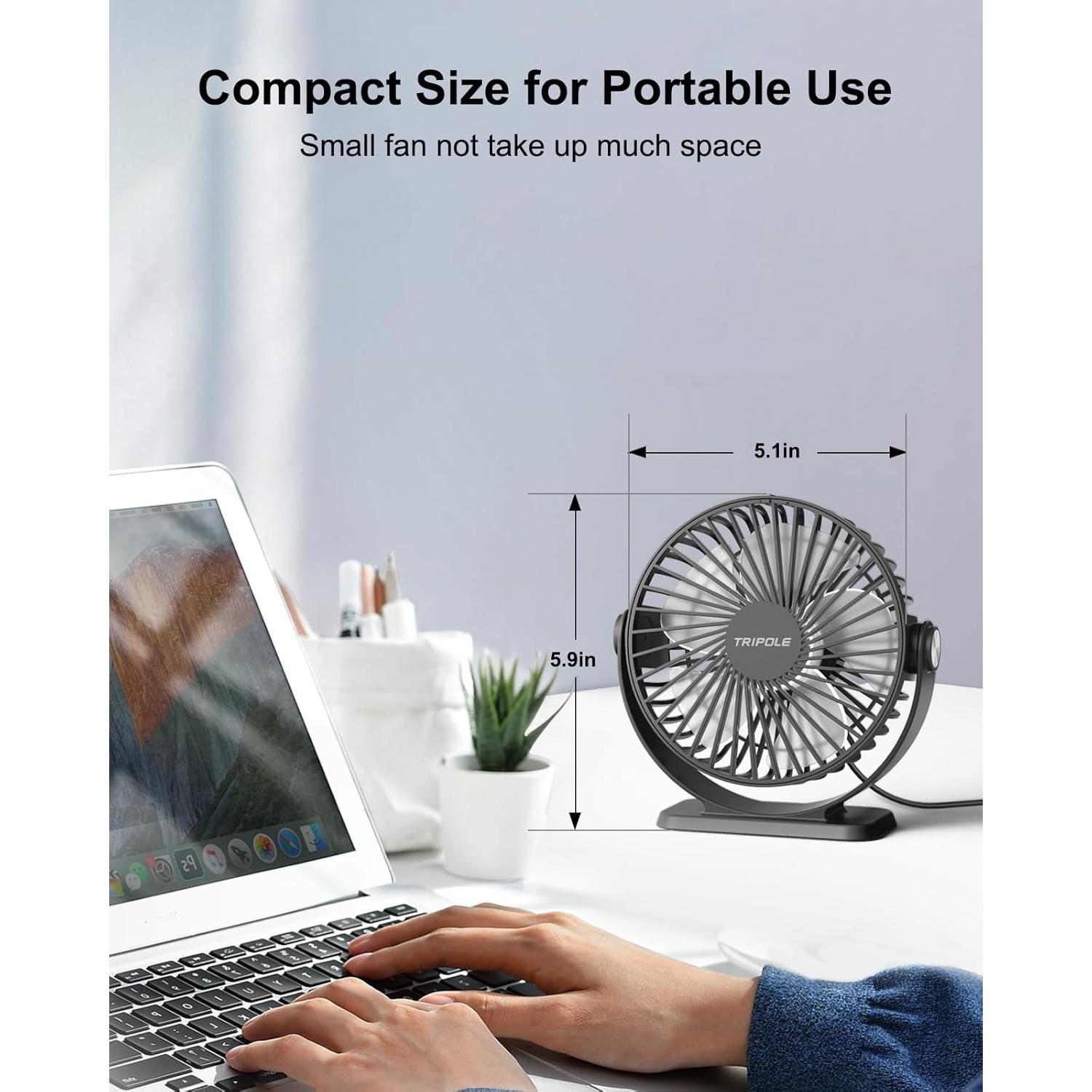 Ventilador de Mesa USB TriPole TF01 3 Velocidades 13 cm Negro