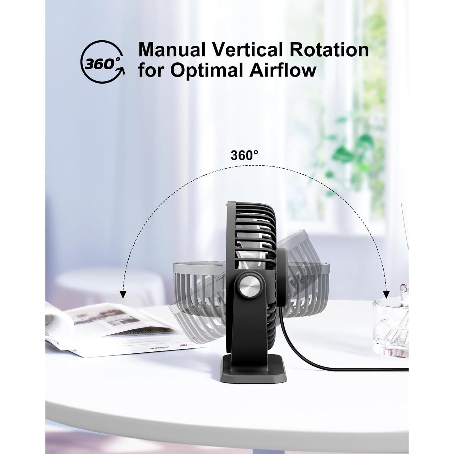 Ventilador de Mesa USB TriPole TF01 3 Velocidades 13 cm Negro