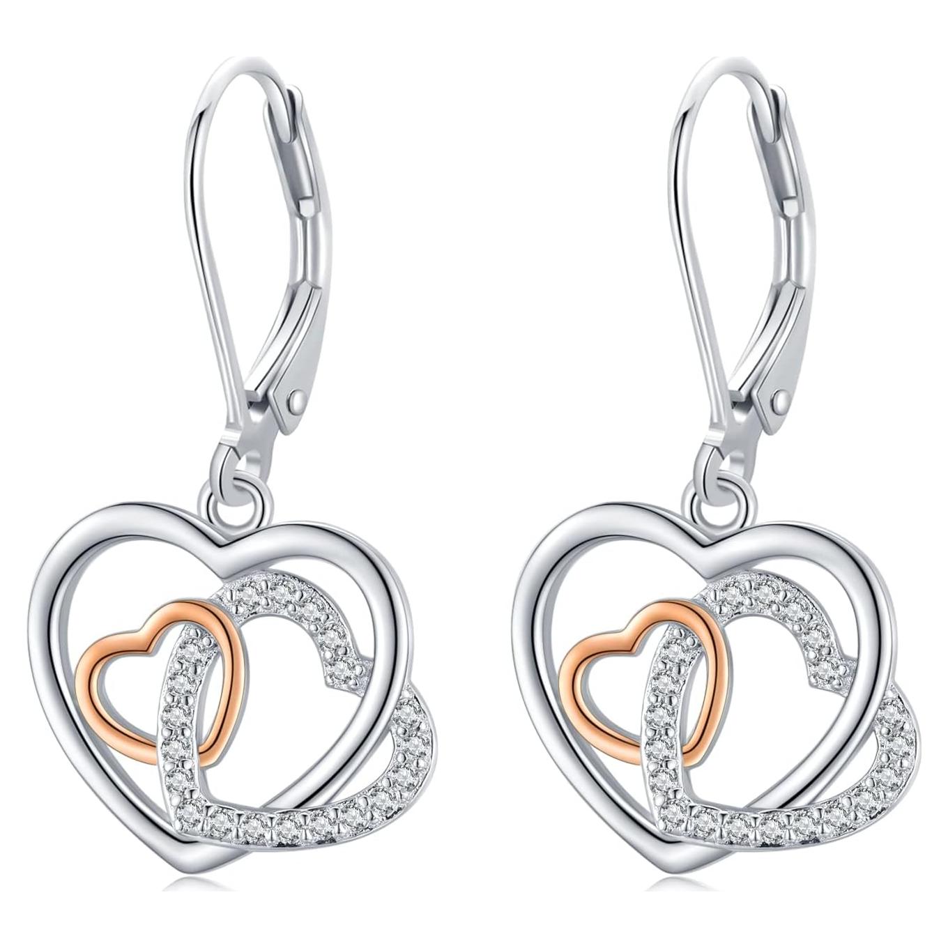 Pendientes Colgantes Corazón 925 Plata Hipoalergénicos