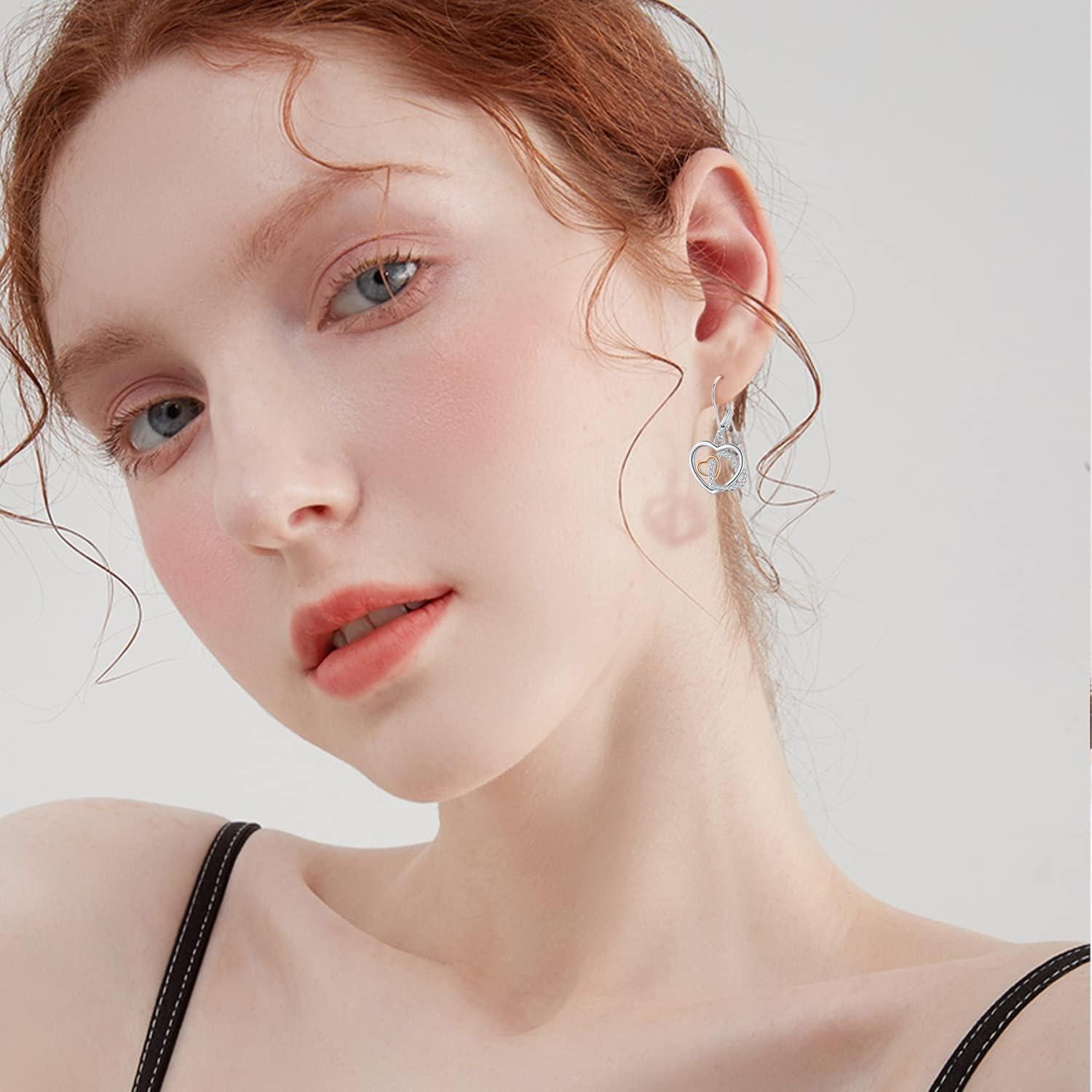 Pendientes Colgantes Corazón 925 Plata Hipoalergénicos