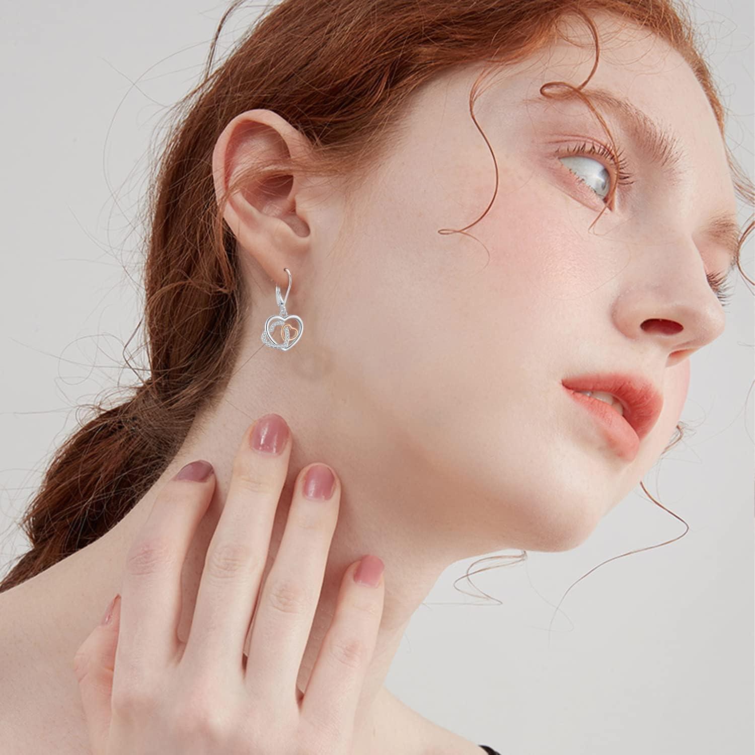 Pendientes Colgantes Corazón 925 Plata Hipoalergénicos