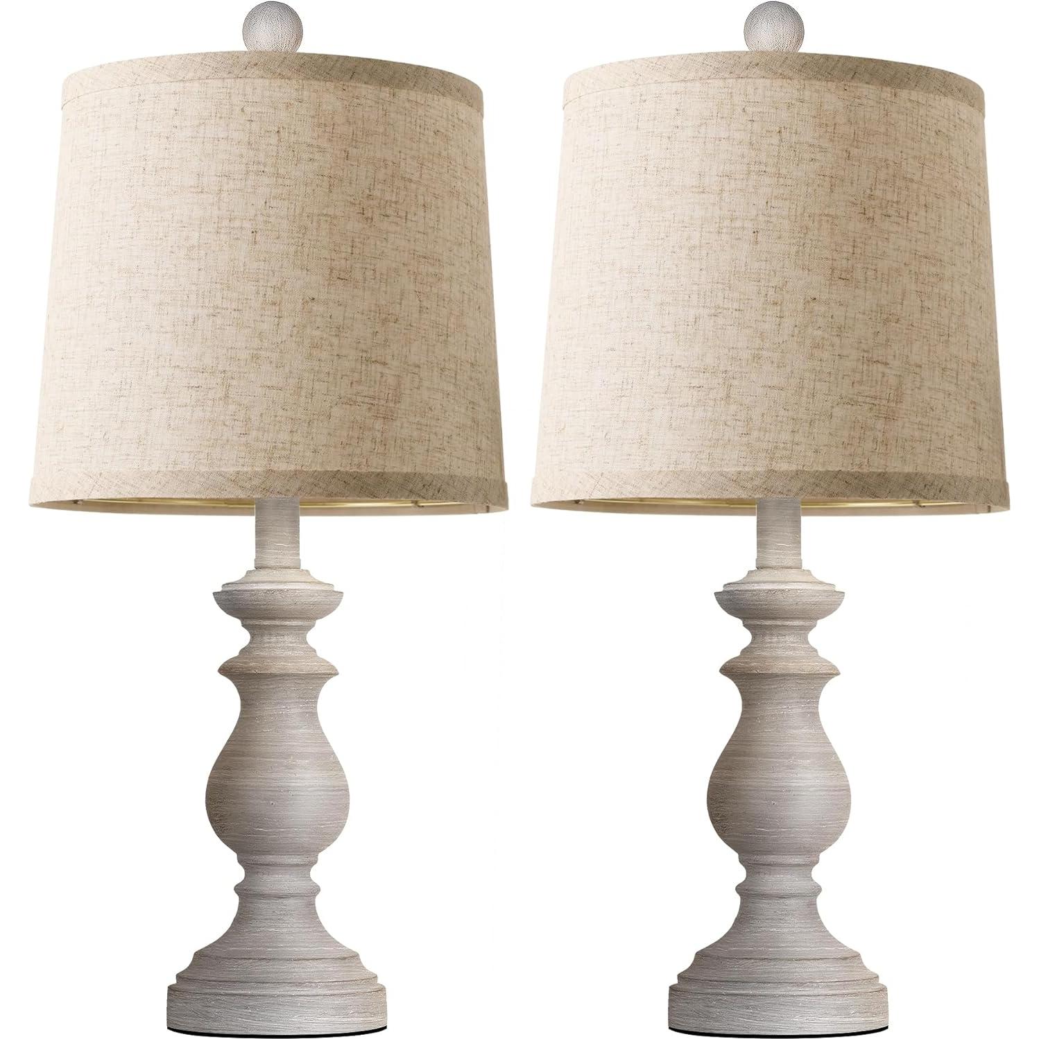 Juego de 2 Lámparas de Mesa PARTPHONER Vintage 55.88 cm Gris