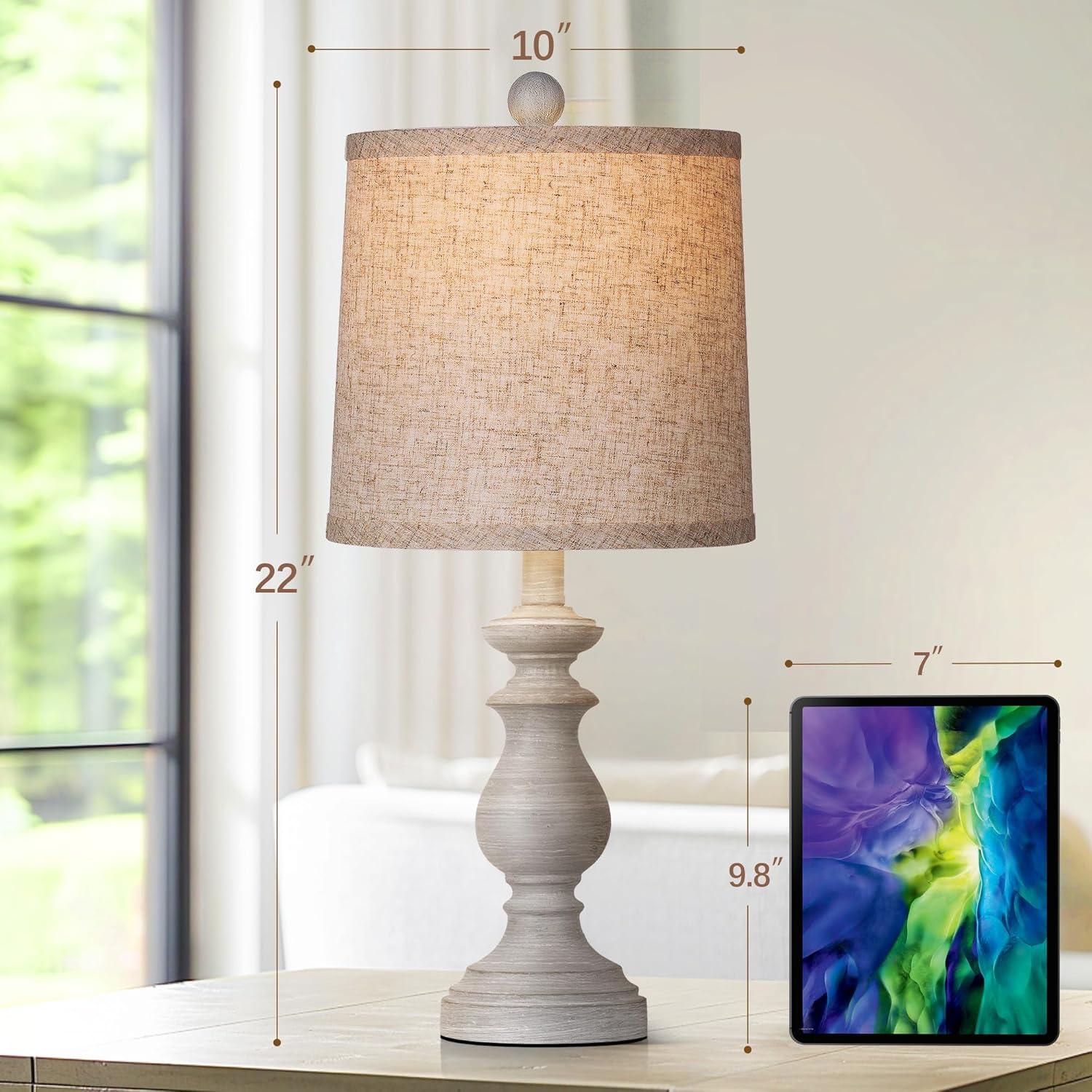 Juego de 2 Lámparas de Mesa PARTPHONER Vintage 55.88 cm Gris