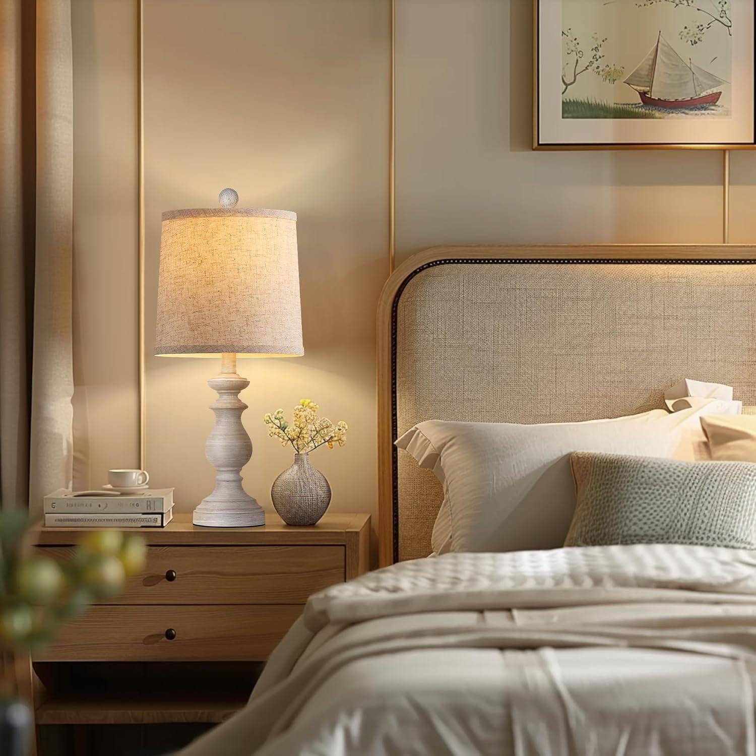 Juego de 2 Lámparas de Mesa PARTPHONER Vintage 55.88 cm Gris