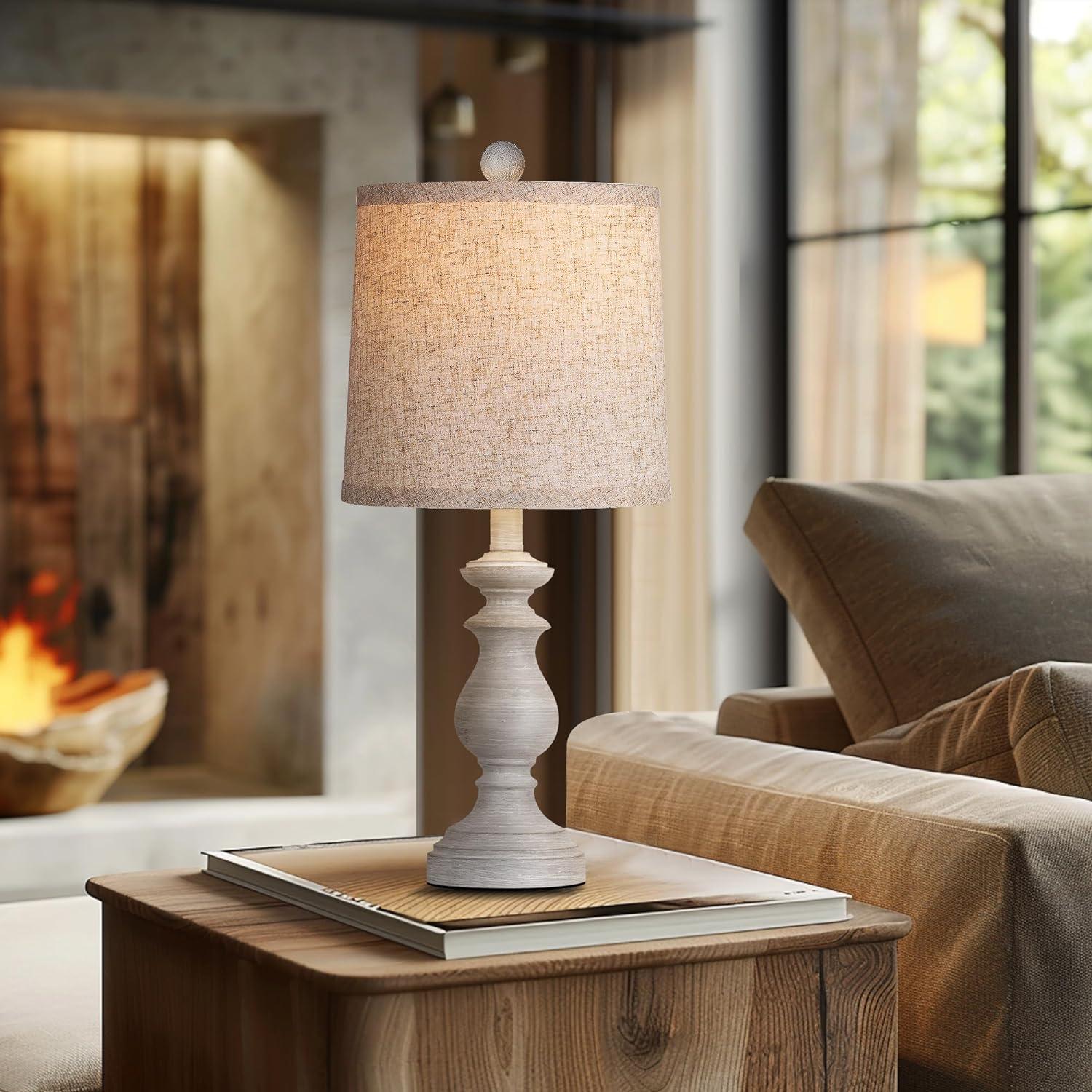 Juego de 2 Lámparas de Mesa PARTPHONER Vintage 55.88 cm Gris