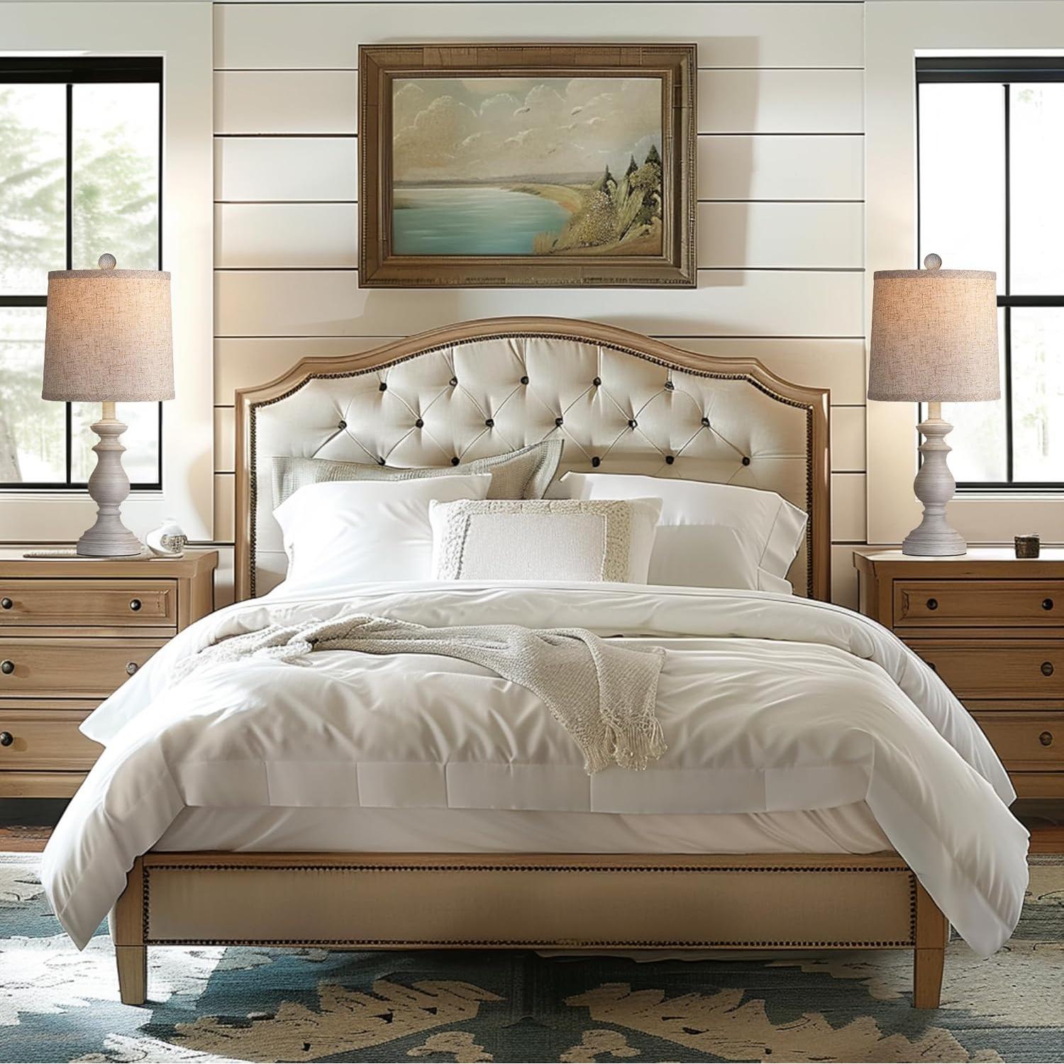 Juego de 2 Lámparas de Mesa PARTPHONER Vintage 55.88 cm Gris