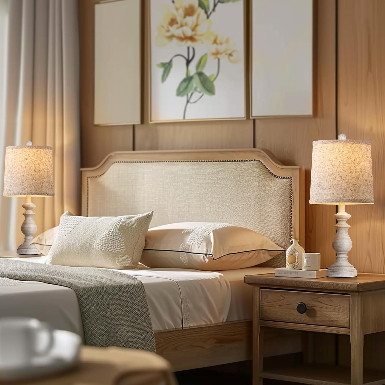 Juego de 2 Lámparas de Mesa PARTPHONER Vintage 55.88 cm Gris