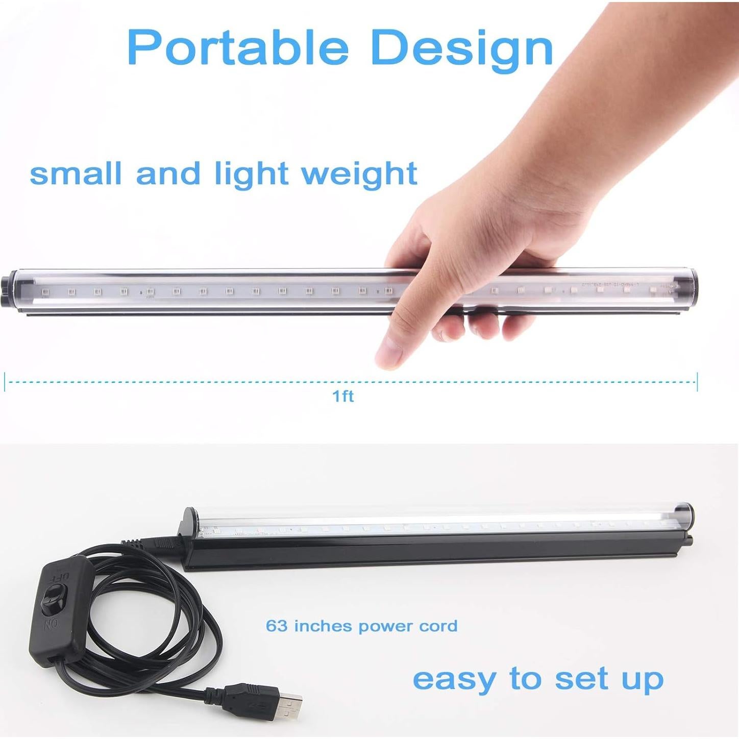 Barra de Luz Negra LED GREENIC 10W 30cm USB 2 Piezas