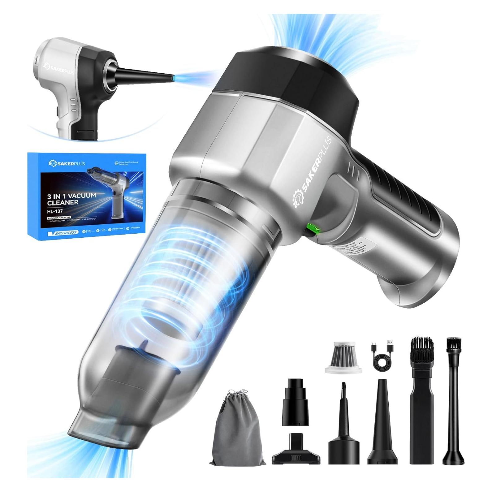 Aspiradora de Coche SakerPlus HL137 3 en 1 Inalámbrica 15000Pa