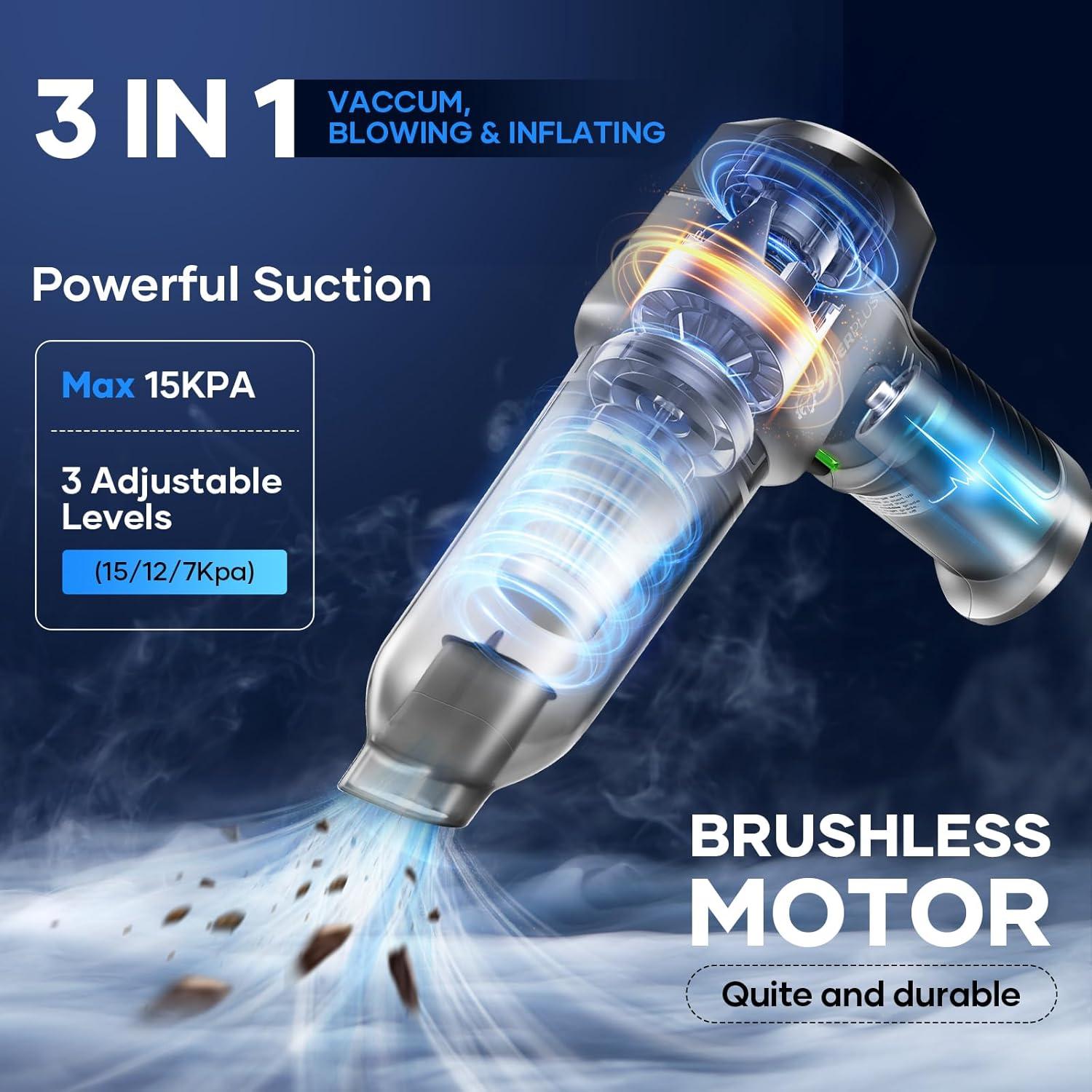 Aspiradora de Coche SakerPlus HL137 3 en 1 Inalámbrica 15000Pa