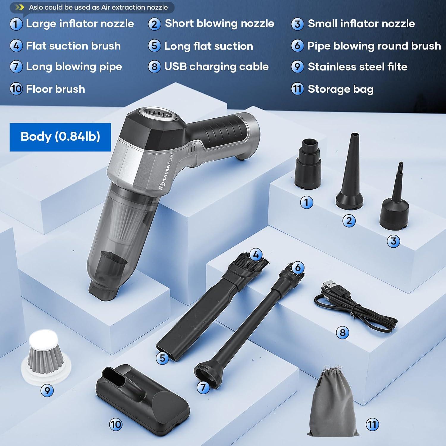 Aspiradora de Coche SakerPlus HL137 3 en 1 Inalámbrica 15000Pa