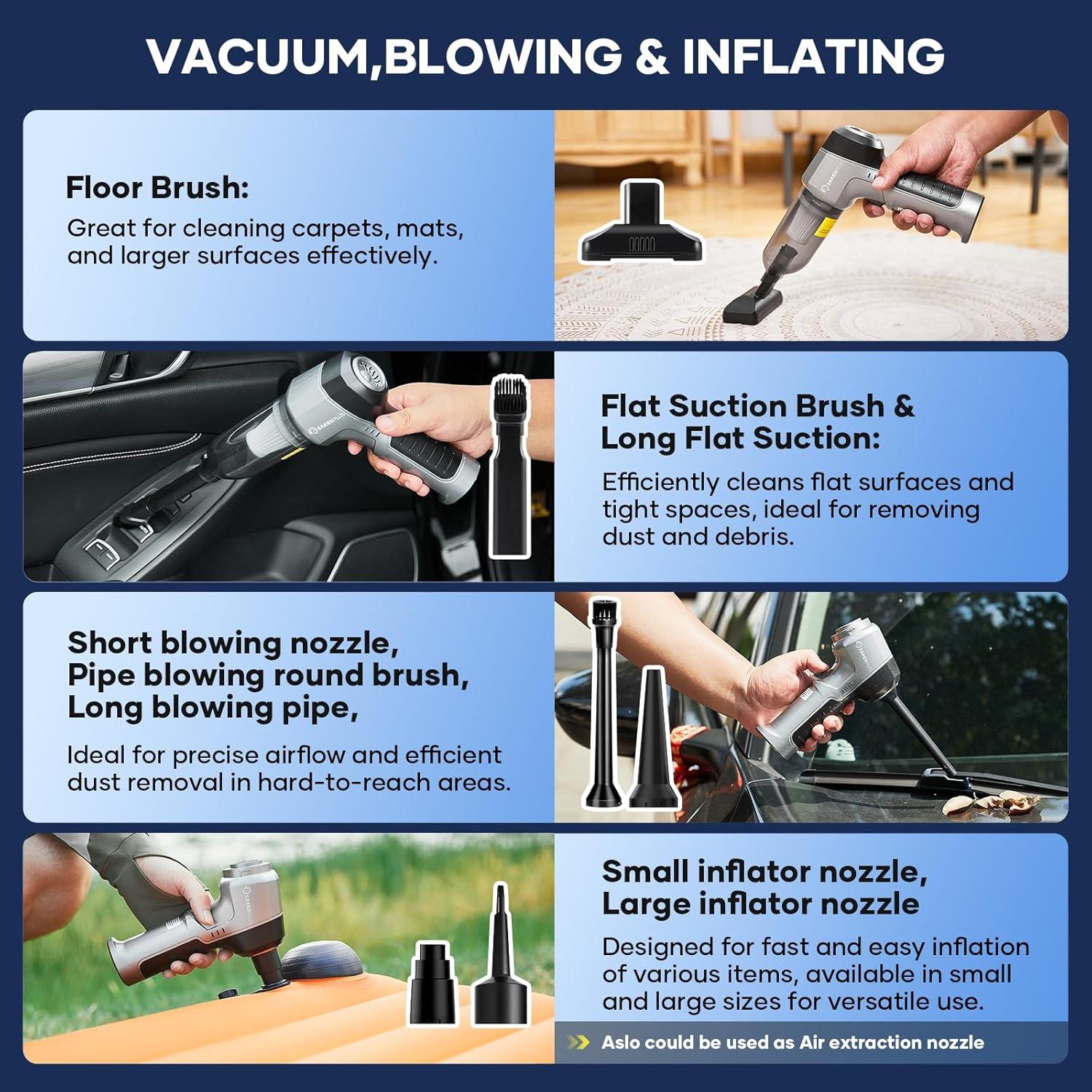 Aspiradora de Coche SakerPlus HL137 3 en 1 Inalámbrica 15000Pa