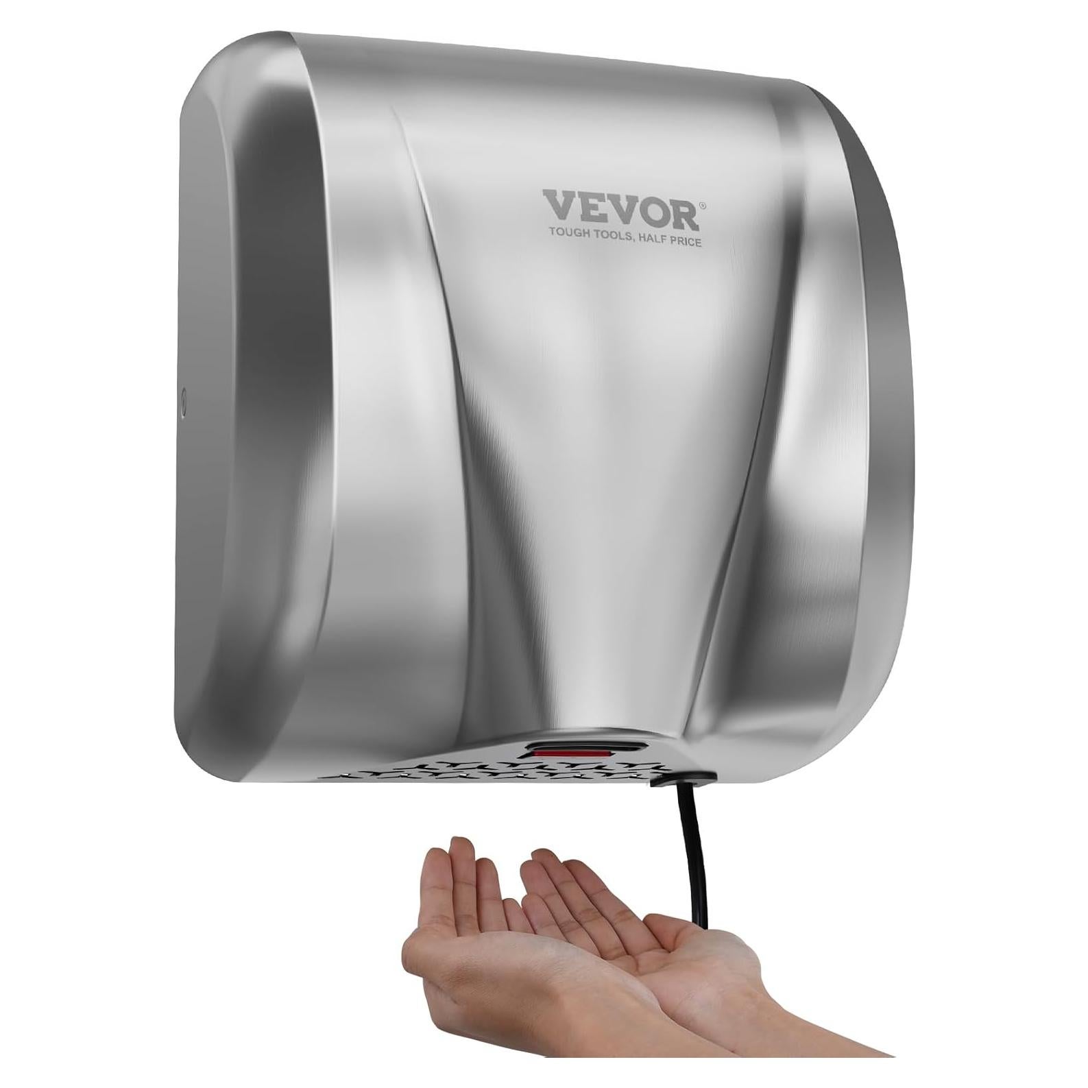 Secador de Manos VEVOR Acero Inoxidable 304 1300W Automático