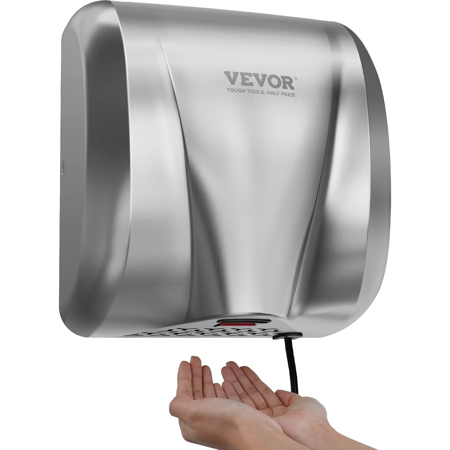 Secador de Manos VEVOR Acero Inoxidable 304 1300W Automático