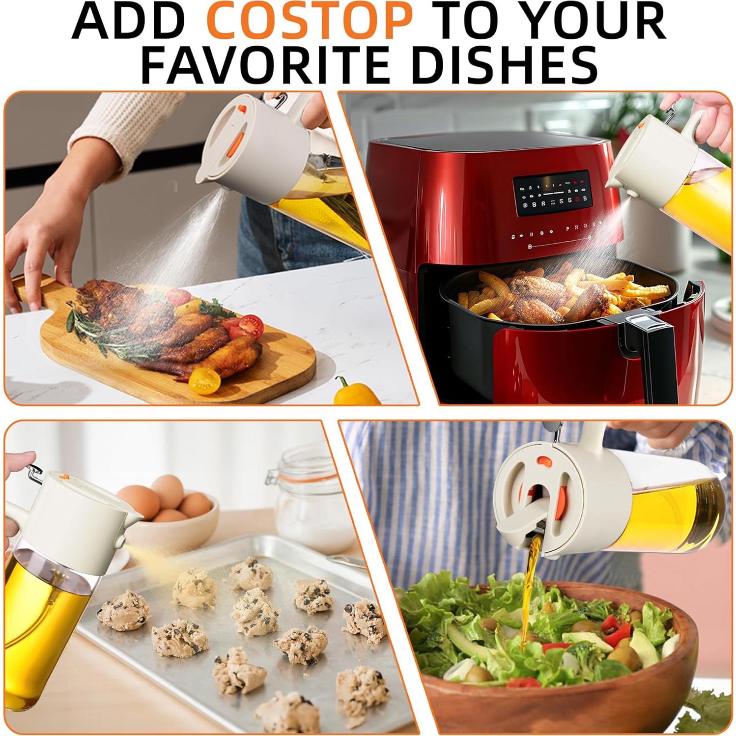 Rociador de Aceite de Oliva Costop 500ml Blanco 2 en 1