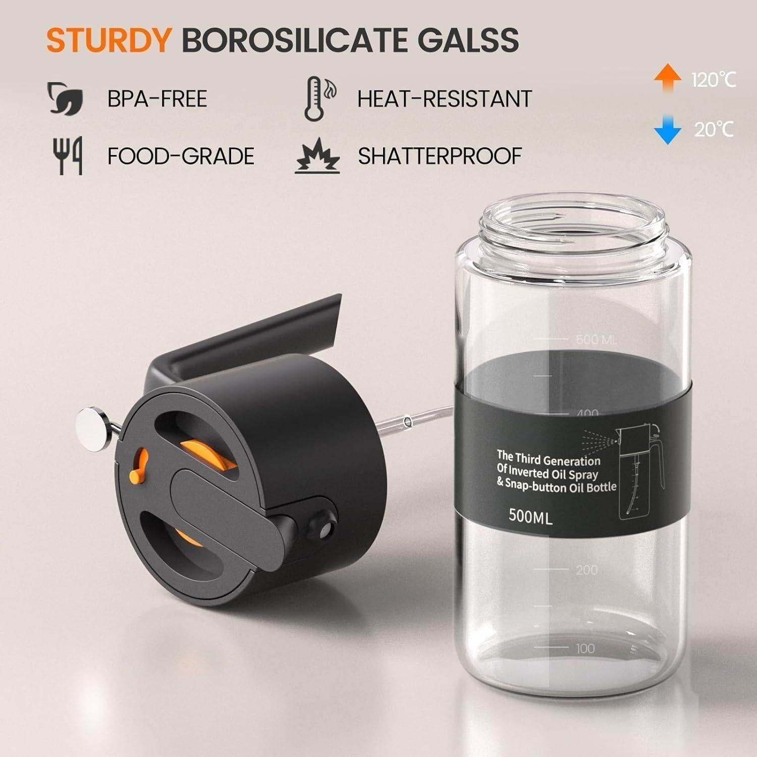 Rociador de Aceite de Oliva Costop 500ml Vidrio Negro 2 en 1