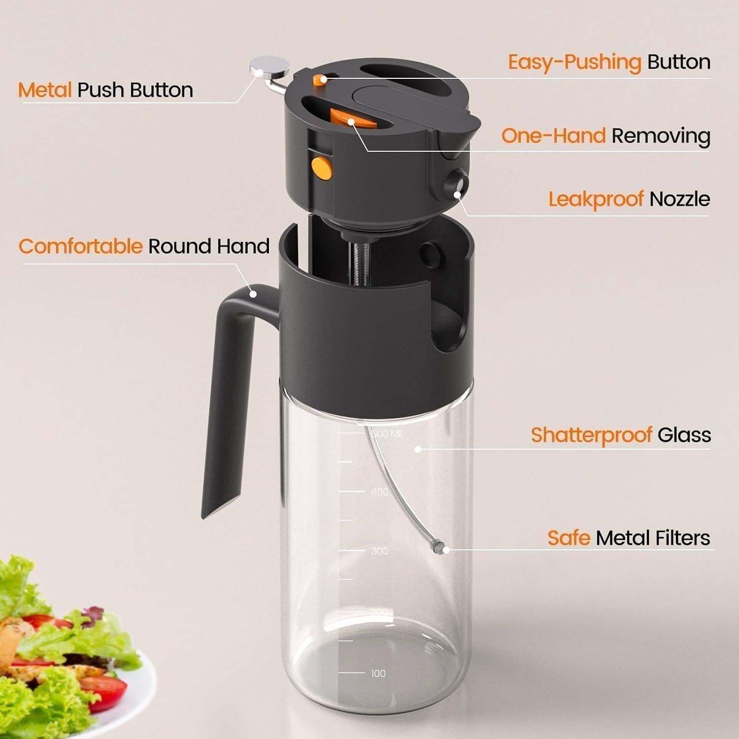 Rociador de Aceite de Oliva Costop 500ml Vidrio Negro 2 en 1