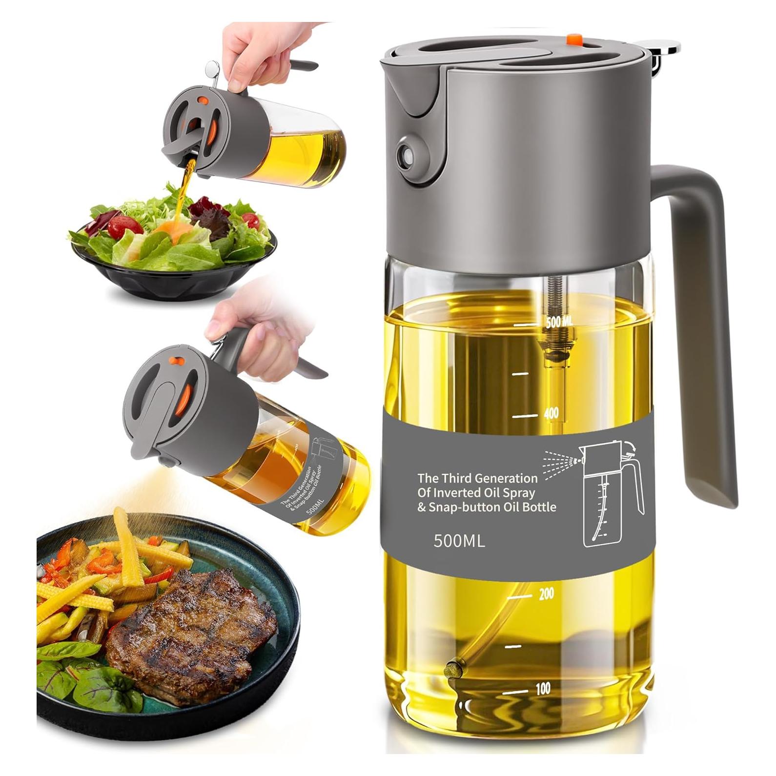 Rociador de Aceite de Oliva Costop 500ml, Botella de Vidrio 2 en 1